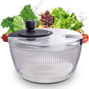 Salad Spinner Large, Fruit Washing Bowl with Strainer, Quick and Easy Use Lettuce Spinner, Fruits and Vegetables Washer, Lettuce Salad Dryer, Kitchen Essentials (4L/4.23Qt)
