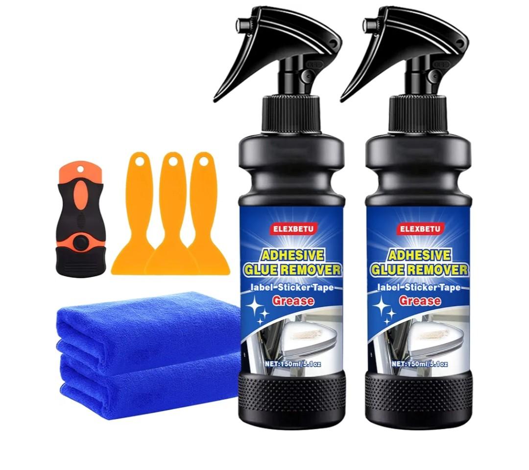 Adhesive Remover,Adhesive Remover Spray,Remover Dissolves Stubborn Glue,Sticker,Label,Tape,Tar Painted,Metal, Plastic,Glass Surfaces,Streak Free 150ML/5Oz 2Pack