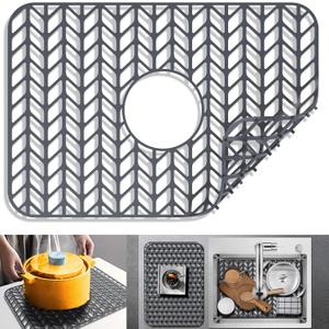 Sink Protectors for Kitchen Sink 12" 13" 16" 18" 19" 24" 26" 28" 29" 30" Silicone Sink mat| Silicone Kitchen Sink Mat Grid for Bottom of Farmhouse Stainless Steel(18.2"x 12.5"Gray)