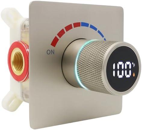 Digital Display Shower Valve Shower Valve Single Way Shower Diverter Valve Shower Mixing Valve Can Use All the Time Brushed Nickel