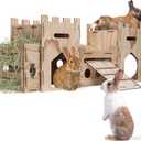 HIIMALEX Extra Large Wooden Bunny Castle House Multistory Climbing Tower Hideout Ventilated Sturdy Habitat for Rabbit Guinea Pig Chinchilla Ferret