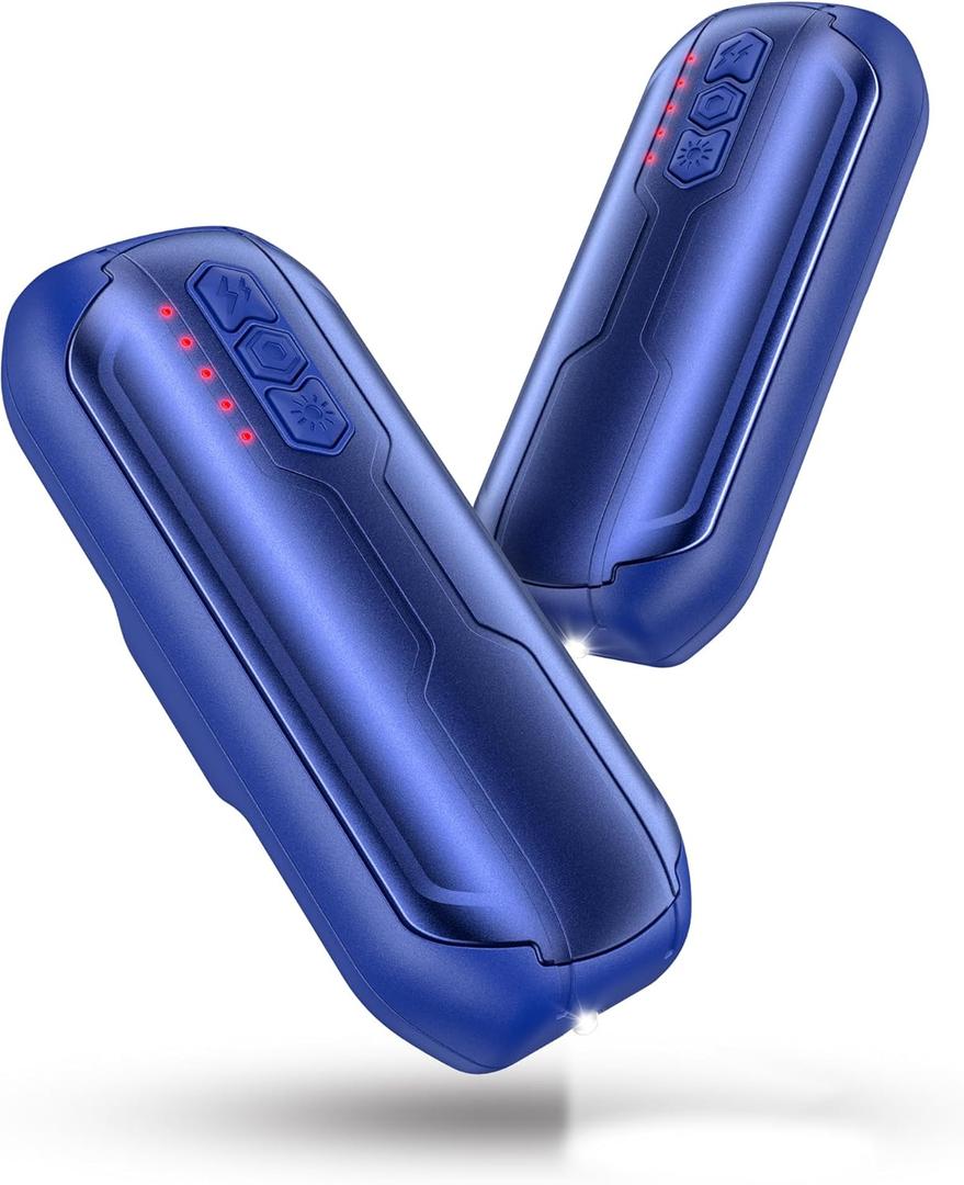 Rechargeable Hand Warmers 2 Pack - 6000mAh AI Handwarmers with Flashlight & 5 Level, 20Hrs Long Lasting, 2 in 1 Portable Electric Heater, Gift for Women/Men/Golf/Camping/Hunting (Dark Blue)