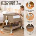 4-in-1 Baby Bassinet, Portable Bassinet Bedside Sleeper with Mosquito Net | Bassinet with Wheels and Storage Basket, 7 Height Adjustable, Rocking Bassinet for Newborn-Khaki