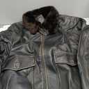 Mens G-1 Fur Collar US Navy Flight Distressed Brown Aviator Genuine Leather Jacket (Brown, M)
