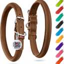 WAUDOG Ultra Soft Rolled Leather Dog Collar - Soft Padded for Small and Medium Breeds - Puppy Collar for Male and Female Dogs (13" - 15.5" Neck, Brown)