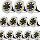 Solar Lights Outdoor Waterproof 12Pack, Solar Garden Lights Pathway Light Bright In-Ground Light Landscape Lighting Outdoor Garden Decor for Yard, Patio, Driveway, Walkway Warm Light