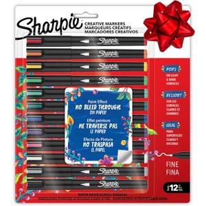 Sharpie Creative Markers, Water-Based Acrylic Paint Markers, Fine Tip, Assorted, 12 Count