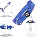 azuza Reflective Dog Collar, Soft Neoprene Padded Pet Collar with ID Tag Ring, Adjustable for Medium Dogs,Royal Blue,M
