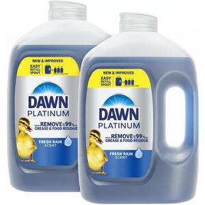 Dawn Platinum Refill Jug Dish Soap, Fresh Rain Scent Liquid Dishwashing Detergent Powerful Dawn Dish Soap for Tough Grease Removal Dishwashing Liquid Value Pack, 51.5 oz (Pack of 2)