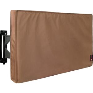 iBirdie Outdoor TV Cover 52 to 55 inch Weatherproof, Cover Size 52''L x 31''H, Waterproof for Outside Flat Screen 52 to 55 inch TV, Brown, 600D Thick Fabric Screen Protector with Bottom