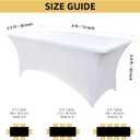 2-Pack 6ft White Spandex Table Covers for Rectangle Standard Folding Tables - Wrinkle Resistant Stretch Tablecloths - Ultimate Fitted Table Protector for Parties, Trade Shows, Banquet