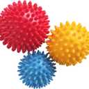 Spiky Massage Balls- 3PCS (Firm, Medium and Soft) Muscle Massager Ball for Feet, Back, Neck, Muscles, Hands Massager Roller for Plantar Fasciitis, Foot Arch Trainer, Exercise, Physical Therapy (3color)