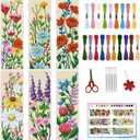 INFUNLY 6PCS DIY Flower Cross Stitch Bookmark Kit for Beginners 8.66"3.15" Stamped Embroidery Bookmark Kit Hand Plant Bookmark Cross Stitch Kits with Instruction for Book Lovers Reader Writers