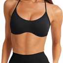 LASLULU Womens Sexy Y Back Sports Bra Padded Racerback Spaghetti Strap Workout Yoga Gym Athletic Bras Tops Bralettes S