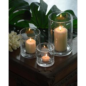 ARIAMOTION Hurricane Glass Candle Holders Set, Pillar Votive, Clear Seeded Bubbles Cylinder Vase, Modern Rustic Table Centerpieces Bulk, 3 Sizes 8 Inch 5 Inch 3.5 Inch Height