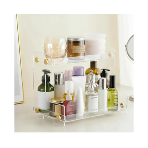 FFK Bathroom Organizer Countertop 2-Tier Storage：Bathroom Counter Organizer Acrylic Standing Holder Cosmetic Storage Perfume Shelf for Bathroom Bedroom Dressing Table1
