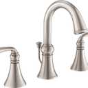 Moen Wetherly Spot Resist Brushed Nickel Two-Handle Widespread Bathroom Faucet with Valve Included, Bathroom Faucets for Sink 3-hole Deck Mounted Setup, WS84855SRN (Pack of 1)