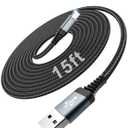 USB to USB C Cable 15FT 1Pack, Extra Long USB C Cable 3A Fast Charging, Nylon Braided Durable USBA to USBC Cord Compatible with iPhone 1716 15 Pro Max 16e, Galaxy S25 S24 S23 S22 Plus, Moto and More