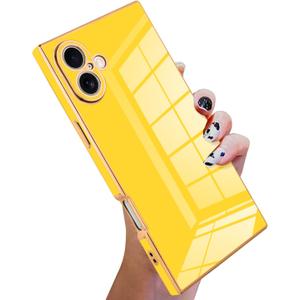 KANGHAR Case Compatible with iPhone 16 Pro Max Luxury Cute Plating Design Case Full-Body Anti-Scratch Shockproof Bumper Protective Cover for iPhone 16 Pro Max 6.9 Inch Yellow