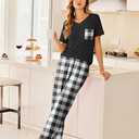Ekouaer Women's 1 Piece Pajama Sleeve Sleepwear Pj Pants Pjs with Pockets 2XL
