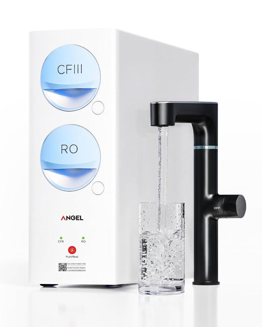 ANGEL X4 Tankless Reverse Osmosis System, 1000 GPD Under Sink RO Filter
Certified to NSF/ANSI 372, Smart TDS & Filter Display, 0.66 GPM Fast Flow, 3:1 Pure-to-Drain Ratio, Up to 3-Year RO Filter