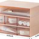 MILULUGO Desk Organizer with 6 Drawers, Makeup Organizer, Plastic Makeup Storage, Cosmetic Storage Organizer, Desk Storage Box, Bathroom Organization Boxes, Desktop Storage Box(Pink)
