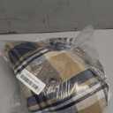 ZITY Men's Flannel Hoodie Shirts Casual Button Down Plaid Shirt Jackets for Men Long Sleeve Stylish Hooded with Pocket Navybeigewhite Medium