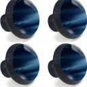 4 Pack Navy Blue Kitchen Cabinet Knobs Round Drawer Pulls Black Dresser Cupboard Door Handles