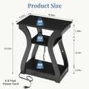 OLIXIS End Table with Charging Station, Modern Curved Nightstand Set of 2, 2 Pack