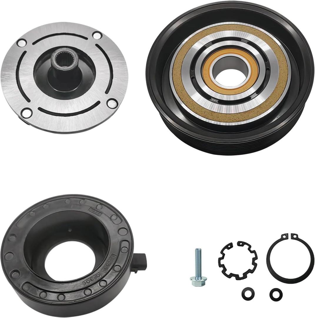 A/C Compressor Clutch Assembly Kit Plate Pulley Bearing Coil CO10736C Replacement for Honda Odyssey 2008-2017, AC Air Conditioning Compressor Clutch Coil Auto Repair Kit