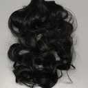 REECHO 24" 1-Pack 3/4 Full Head Curly Wave Clips in on Synthetic Hair Extensions HE008 Hairpieces for Women 5 Clips per Piece-Natural Black