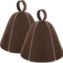 JaGely Sauna Hat for Men Women Sauna Hat Vaporarium Cap Russian Banya Cap for Bath House Accessories(Brown,2 Pieces)