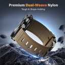 Rugged Nylon Band Compatible with Samsung Galaxy Watch 8 40mm 44mm/8 Classic 46mm, Breathable One Click No Gap Sport Strap for Samsung Galaxy Watch 8 Classic Band 46mm/8 44 mm 40 mm Men, Khaki-Black
