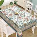 Boho Flower Bird Rectangle Tablecloth 60 x 84 Inches, Bohemian Floral Decorative Dining Table Cloth, Elegant Vintage Farmhouse Dinner Tablecover Picnic Party Decoration