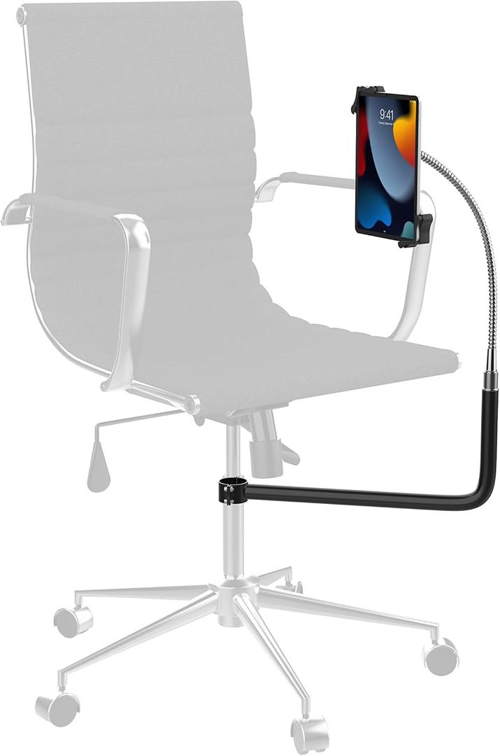 CTA Gooseneck Chair Clamp  Universal Clamp Stand for Desk Chairs w/ Clamp & Gooseneck for iPad 10th Gen 10.9" - iPad Mini - iPad Pro - Galaxy Tab S2 & Other 7-13Inch Tablets - Black (PAD-CHAIRPB)
