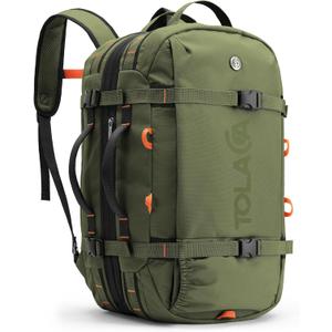 Tolaccea Travel Laptop Backpack for Men Women, 40L-50L Expandable Carry On Backpack with Wet Dry Compartment, TSA Approved Daypack Fits 16 Inch Laptop, Convertible Rucksack Duffel Bag for Work Travel (Army Green)