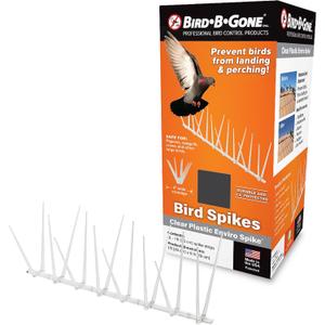 Bird B Gone - EnviroSpike Plastic Anti Bird Spikes (10' Kit) - Humane Deterrent - Stops Pigeons & Birds from Roosting - UV-Stabilized Polycarbonate - for Rooftops, Ledges, Fences, Etc - Made in USA (10 Feet Long)