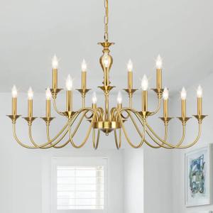 15 Light Gold Chandeliers for Dining Room Light Fixtures Over Table, Large Farmhouse Chandelier for Living Room , Industrial Candle Hanging for Foyer Staircase Bedroom Kitchen Island Restaurants