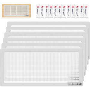 Floor Vent Covers 5.5"x12", Air Vent Screen Cover Magnetic Vent Covers for Ceiling Easy Install PVC Register Vent Covers for Home Ceiling/Wall/Floor Air Vent Filters (White, 6 Pack, 1.5mm)