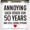 Younift Funny 50 Years Candle, 50th Anniversary, Gifts for Couple, Parents - 50th Wedding Anniversary Decorations, 50 Year Golden Anniv. Gifts for Husband, Wife, Friends, Women, Men - 9 oz (White)