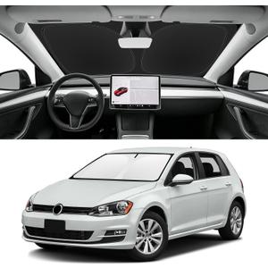 Custom Fit Windshield Sun Shade for VW Golf 2015-2021, Blocks UV & Heat, Front Window Sunshade Accessorie, Easy Fold & Store Keep Your Car Cooler