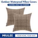 MIULEE Outdoor Waterproof Throw Pillow Covers Decorative Farmhouse Water Resistant Cushion Covers for Tent Patio Garden Couch Sofa Pack of 2, 18x18 Inch Brown