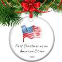 First Christmas As American Citizen Ornament, 2025 New Citizen Gift Immigration Keepsake Patriotic Decor Ceramic Ornament, Pound of U.S. Citizen (T01)