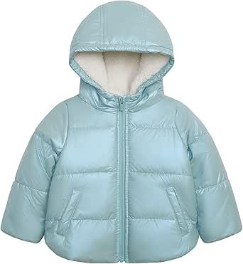 Carter's Girls' Winter Coat Puffer Jacket with Sherpa Lined Hood, Iridescent Blue, 6X