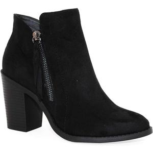 TRENDSUP Women's Fashion Side Zipper Booties (7, Black Suede)