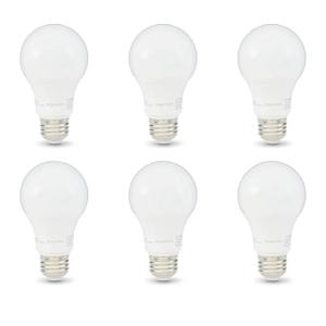 Amazon Basics A19 LED Light Bulbs, 60 Watt Equivalent, Energy Efficient 9W, E26 Standard Base, Soft White 2700K, Dimmable, 10,000 Hour Lifetime , 6-Pack