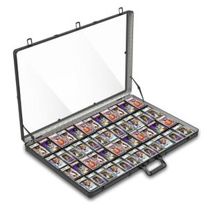 Card Display Case Large Aluminum 34" L x 22" W, Lockable Trading Card Display with Handle, 3" H Portable Trade Show Display Case for Sports Card/TCG/Jewelry Collection, Black