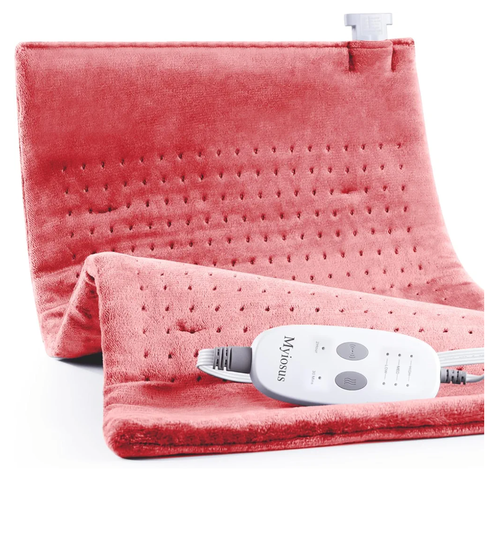 Massaging Weighted Heating Pad for Back Pain Relief,Heating Pads for Neck, Shoulder,Cramp,Portable Heated Pad with 3 Heat Settings & 6 Massage,18 Relaxing Combinations,Auto Off,20"*24",Grapefruit Red
