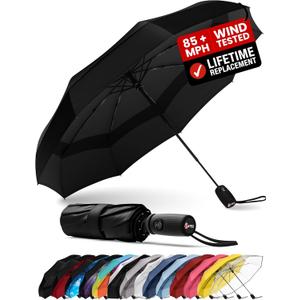 REPEL Windproof Travel Umbrella - Compact & Withstands Winds up to 85MPH , Strongest Premium Auto Folding Umbrella for Rain and Sun - Durable, Light & Portable for Women & Men , Fits Backpack & Cars