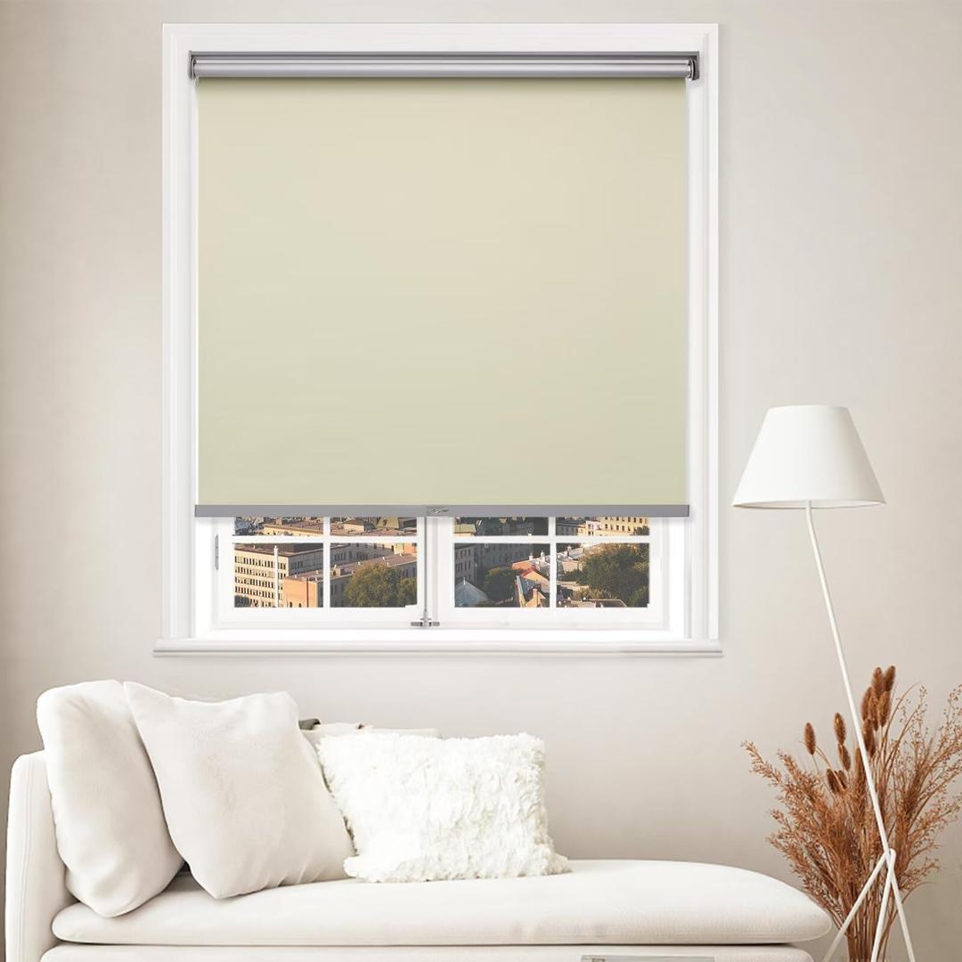 MYshade Blackout Cordless Roller Shades, Room Darkening Free-Stop Roll Up Blinds for Windows, Pull Down Blocking Blind for Home and Office, Easy to Install, 23" W X 72" H
